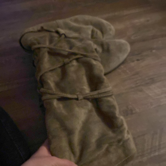 Aldo suede tie up zipper knee high fleece lined boots size 8 cream color taupe - Picture 4 of 10